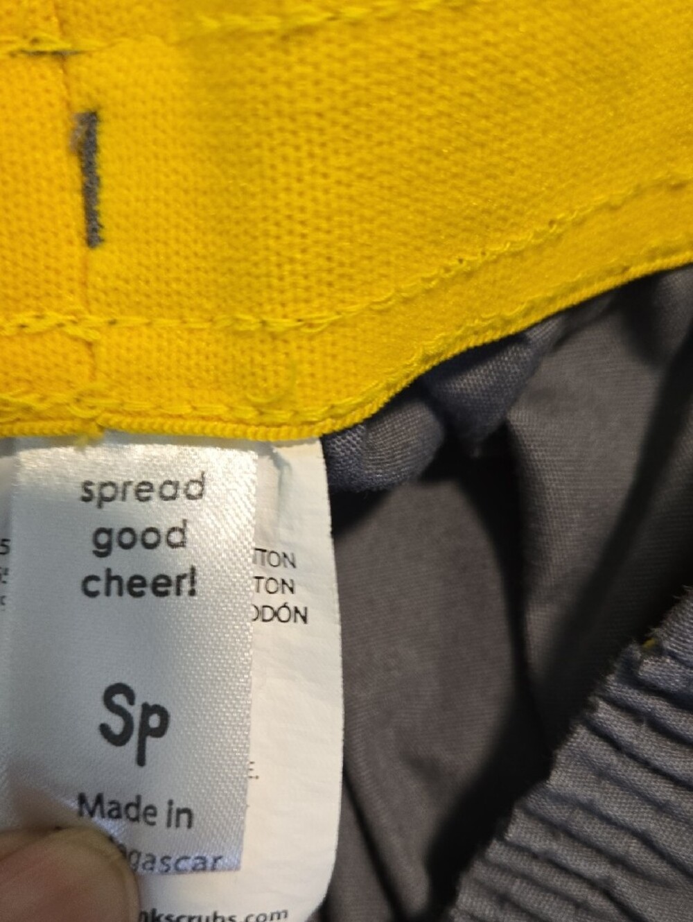 WonderWink Gray Cargo Pants with Yellow Waistband Accent - Picture 4 of 5